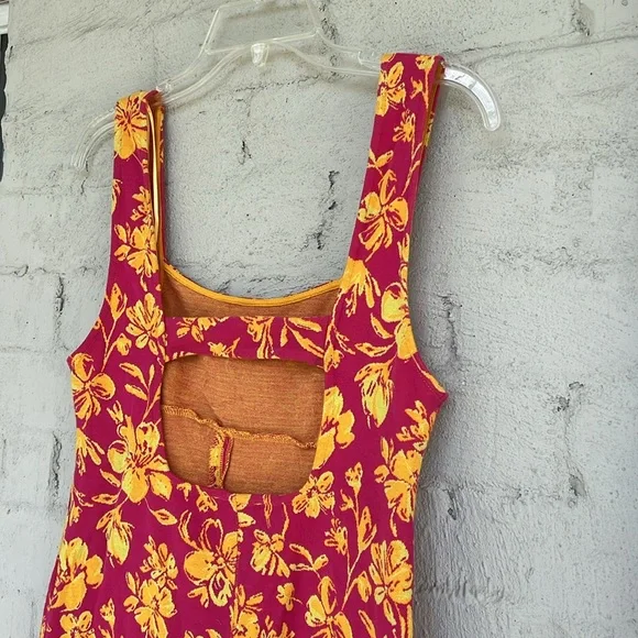 Zara Pink/Yellow Floral Knit Jeweled Shoulder Mini Dress Size Medium - Picture 7 of 15